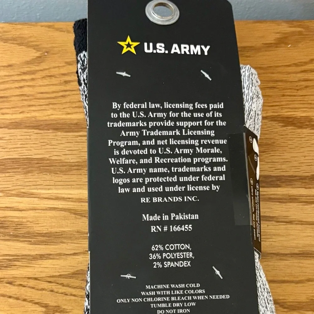 US‎ Army Mens Heavy Duty Thermal Socks 2 Pack Gray Black Marled Size 6-12.5 New